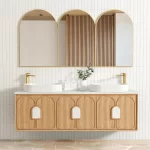 OTTI LG1800N LAGUNA WALL HUNG VANITY 1800 NATURAL AMERICAN OAK WITH MARBLE INSERT