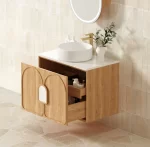 OTTI LG600N LAGUNA WALL HUNG VANITY 600 NATURAL AMERICAN OAK WITH MARBLE INSERT