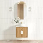 OTTI LG600N LAGUNA WALL HUNG VANITY 600 NATURAL AMERICAN OAK WITH MARBLE INSERT