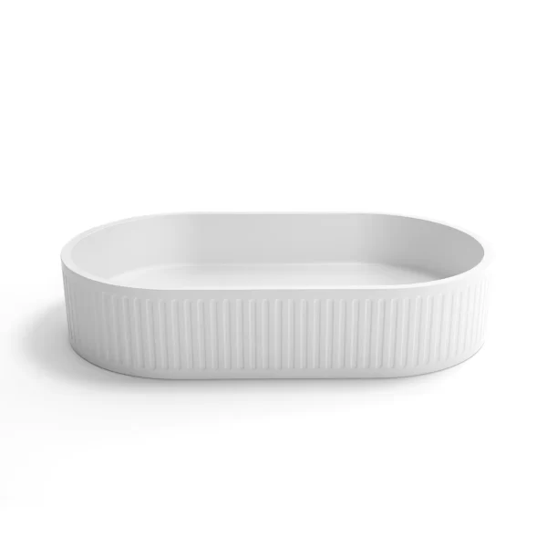 OTTI OT6035CONW HUDSON OVAL ABOVE COUNTER FLUTED CONCRETE BASIN WHITE