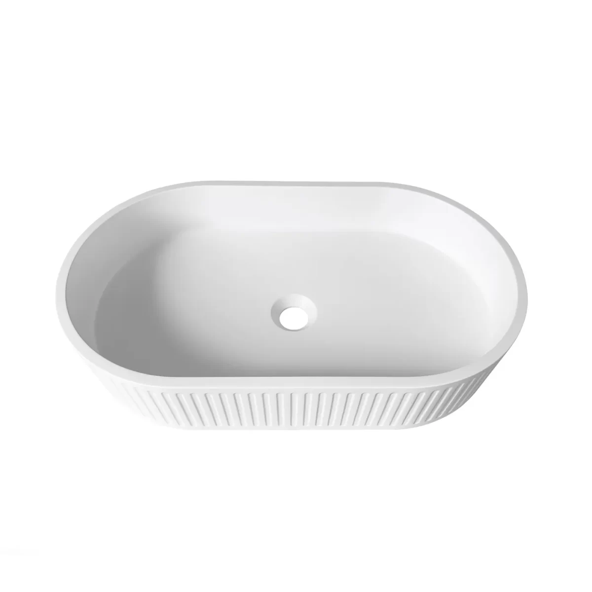 OTTI OT6035CONW HUDSON OVAL ABOVE COUNTER FLUTED CONCRETE BASIN WHITE