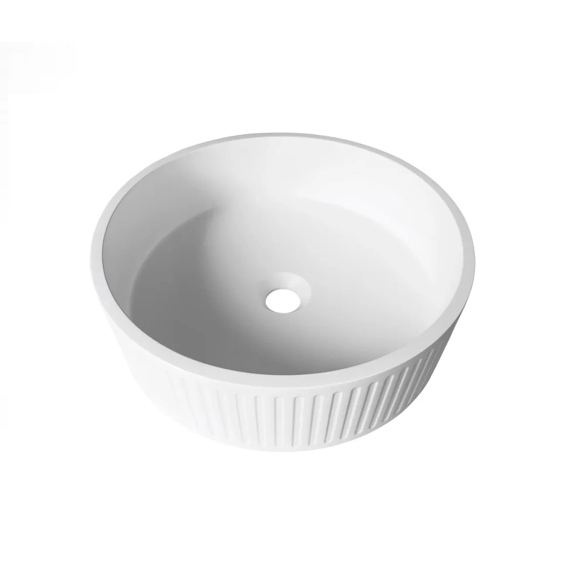 OTTI OT4000CONW HUDSON ROUND ABOVE COUNTER FLUTED CONCRETE BASIN WHITE