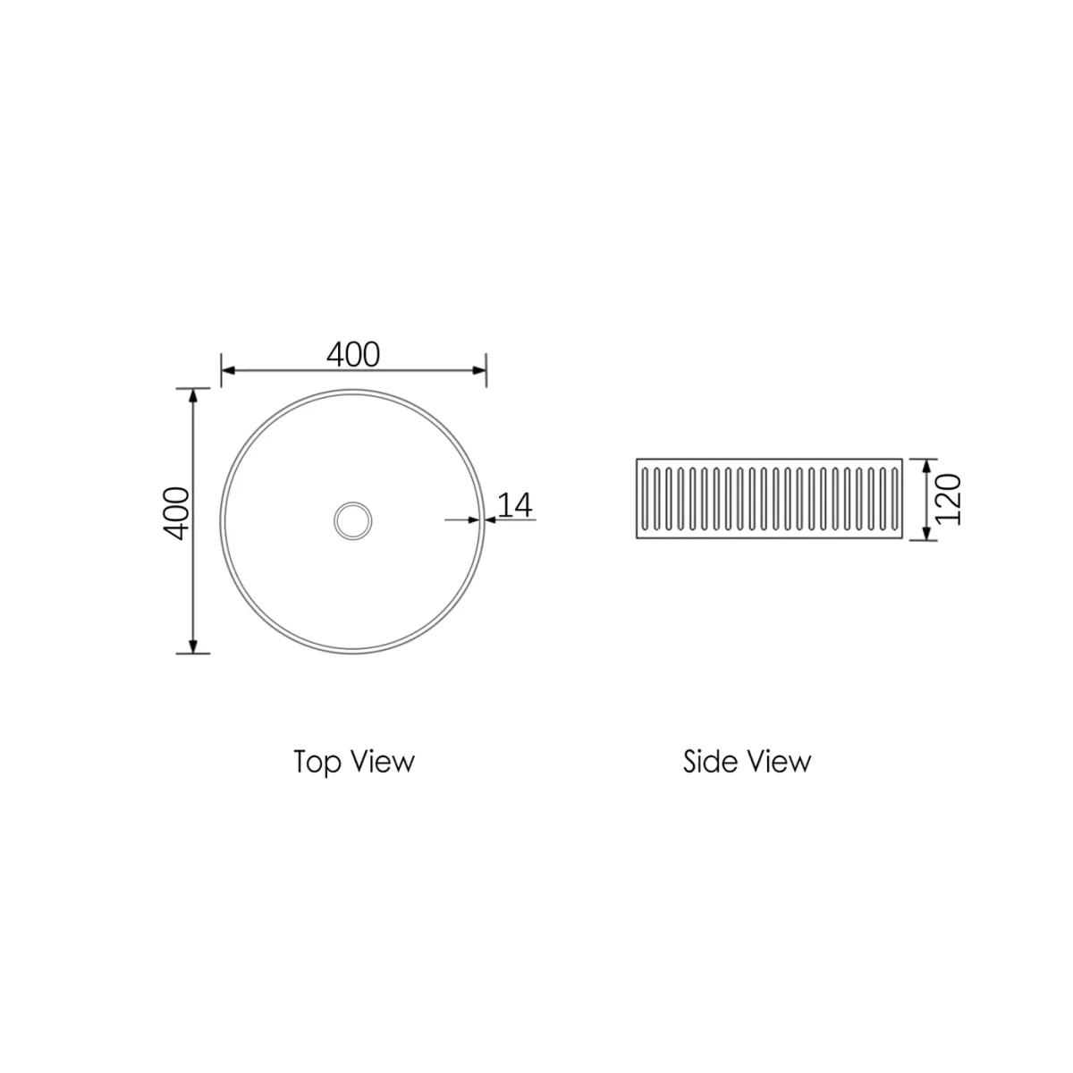 OTTI OT4000CONW HUDSON ROUND ABOVE COUNTER FLUTED CONCRETE BASIN WHITE