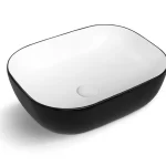 INSPIRE IS4096MWB RECTANGULAR ABOVE COUNTER BASIN MATTE BLACK & GLOSS WHITE