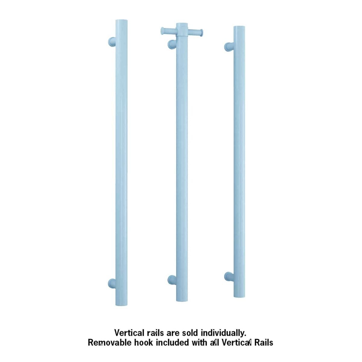 THERMOGROUP VS900HBL STRAIGHT HEATED TOWEL RAIL VERTICAL SINGLE ROUND HORIZON BLUE