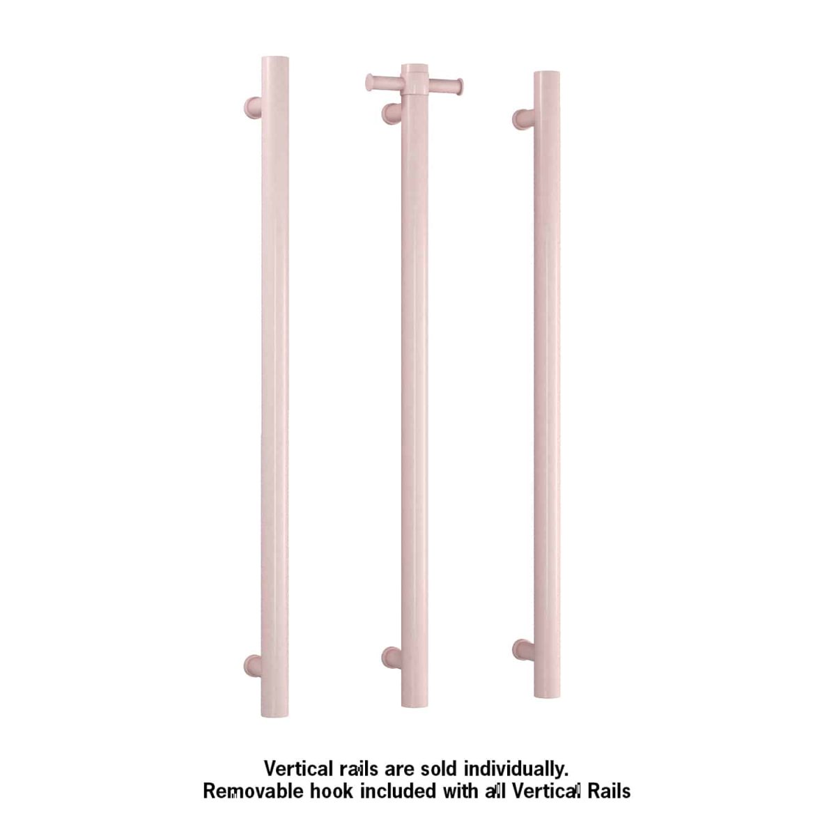 THERMOGROUP VS900HDP HEATED TOWEL RAIL STRAIGHT ROUND VERTICAL SINGLE DUSTY PINK