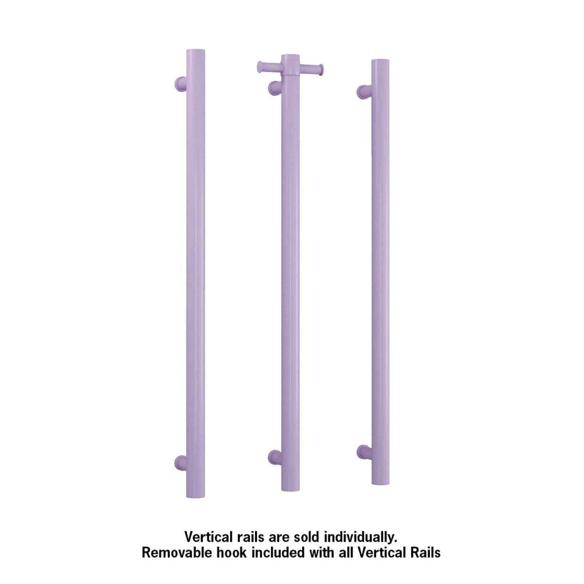 THERMOGROUP VS900HLS HEATED TOWEL RAIL STRAIGHT ROUND VERTICAL SINGLE LILAC SATIN
