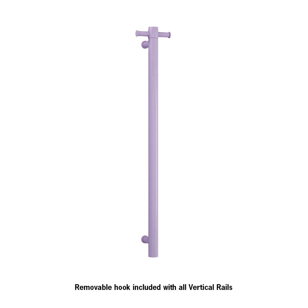 THERMOGROUP VS900HLS HEATED TOWEL RAIL STRAIGHT ROUND VERTICAL SINGLE LILAC SATIN