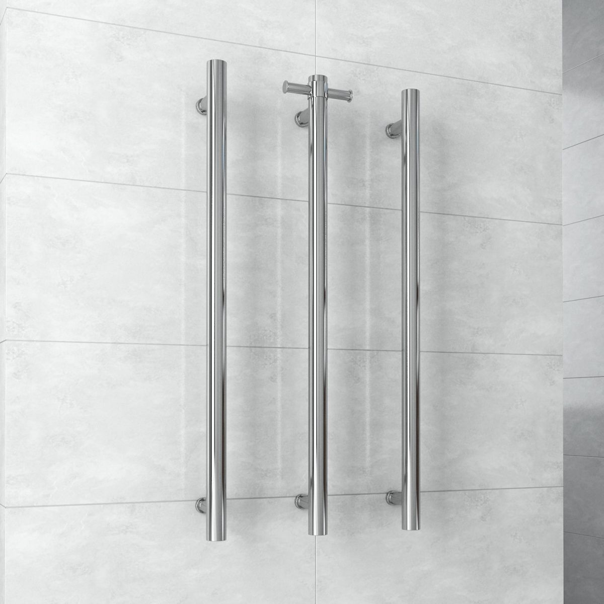 THERMOGROUP VS900H VERTICAL SINGLE HEATED TOWEL RAIL STRAIGHT ROUND