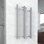 THERMOGROUP VS900SH HEATED TOWEL RAIL VERTICAL SINGLE BAR SQUARE POLISHED STAINLESS