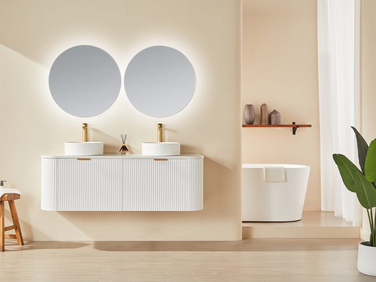 POSEIDON CA1800W AVALON CURVED WALL HUNG VANITY CABINET ONLY