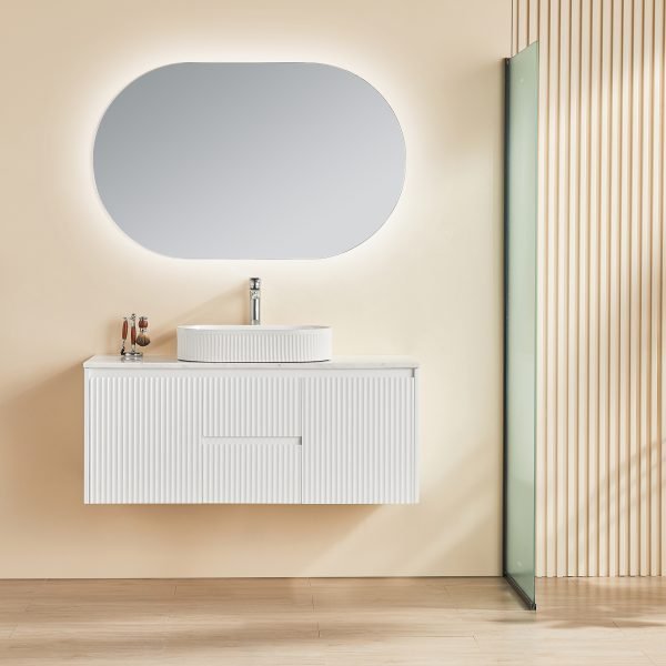 POSEIDON CB1221W BRINDABELLA WALL HUNG VANITY 1200MM CENTRE DRAWERS CABINET ONLY