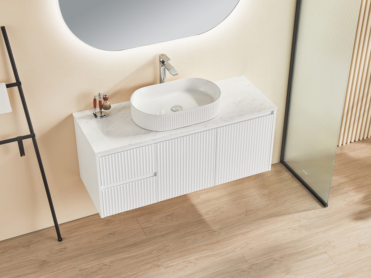 POSEIDON CB124LW BRINDABELLA WALL HUNG VANITY 1200MM LEFT HAND DRAWERS CABINET ONLY