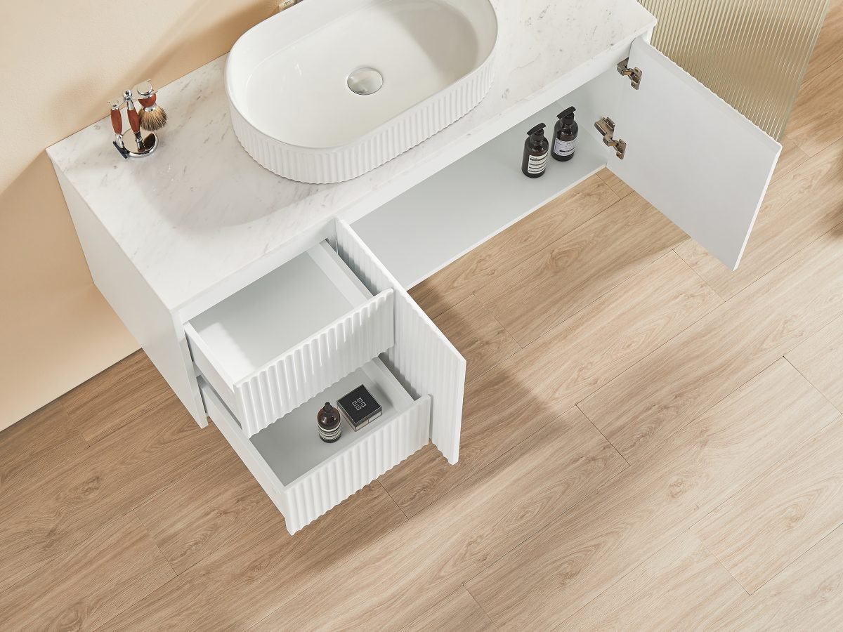 POSEIDON CB124LW BRINDABELLA WALL HUNG VANITY 1200MM LEFT HAND DRAWERS CABINET ONLY