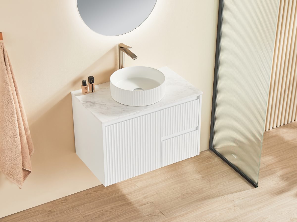 POSEIDON CB74RW BRINDABELLA WALL HUNG VANITY 750MM RIGHT HAND DRAWERS CABINET ONLY