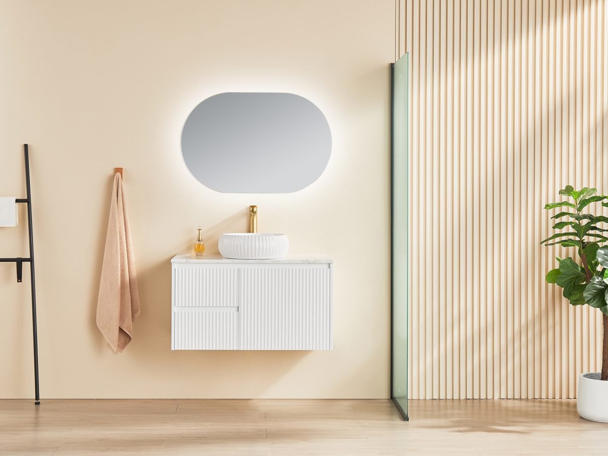 POSEIDON CB94LW BRINDABELLA WALL HUNG VANITY 900MM LEFT HAND DRAWERS CABINET ONLY