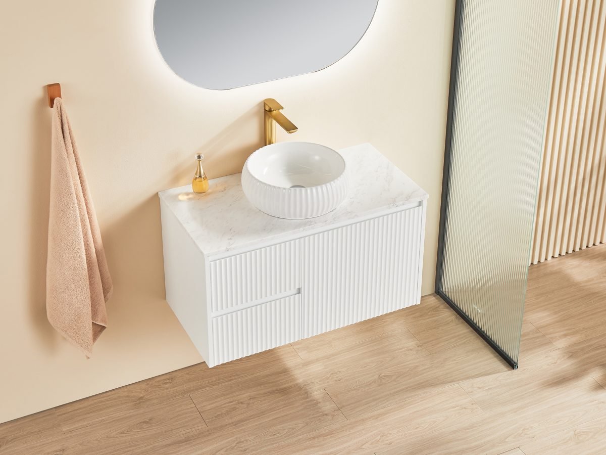 POSEIDON CB94LW BRINDABELLA WALL HUNG VANITY 900MM LEFT HAND DRAWERS CABINET ONLY