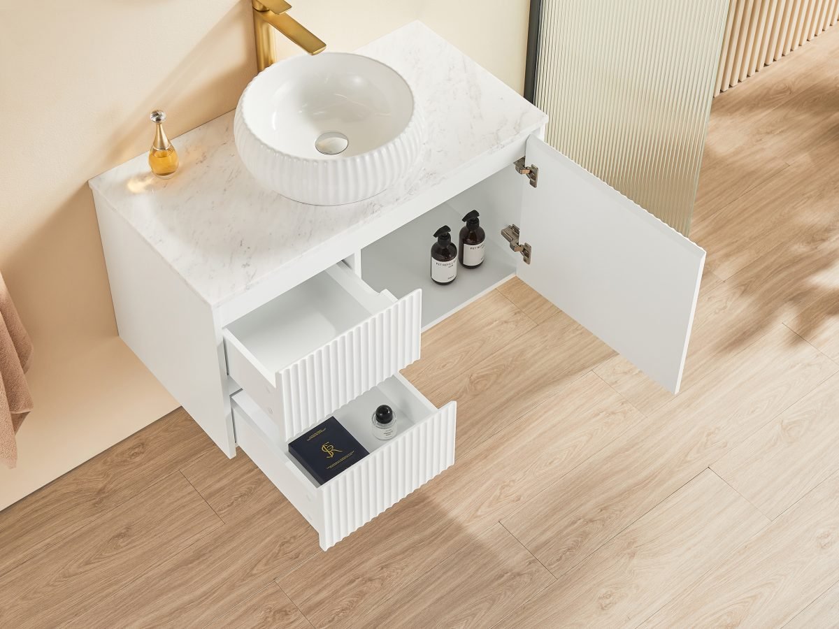 POSEIDON CB94LW BRINDABELLA WALL HUNG VANITY 900MM LEFT HAND DRAWERS CABINET ONLY
