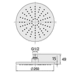 AQUAPERLA 0010.SH ROUND RAINFALL SHOWER HEAD 250MM COLOURED