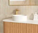 OTTI BOW1800L BONDI FLUTED CURVE WALL HUNG VANITY 1800 CABINET ONLY WOODLAND OAK