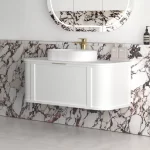 OTTI BOH1200W HAMPSHIRE CURVE WALL HUNG VANITY 1200 CABINET ONLY SATIN WHITE