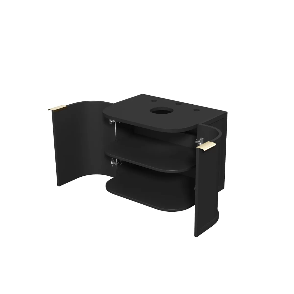 OTTI BOH600B HAMPSHIRE CURVE WALL HUNG VANITY 600 CABINET ONLY SATIN BLACK