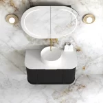 OTTI BOH900B HAMPSHIRE CURVE WALL HUNG VANITY 900 CABINET ONLY SATIN BLACK