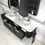 OTTI BOH1800B HAMPSHIRE CURVE WALL HUNG VANITY 1800 CABINET ONLY SATIN BLACK