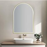 AQUAPERLA LM-UNI-MBG ARCH 3 COLOR LIGHTING FRAMED LED MIRROR 600X900MM BRUSHED GOLD