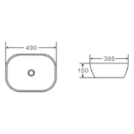 UNICASA CH-43-MW CHUR ABOVE COUNTER ROUND EDGED RECTANGLE BASIN MATTE WHITE