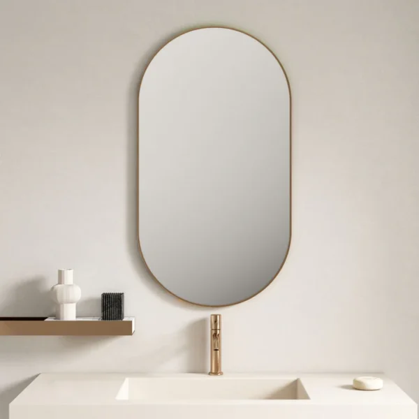 UNICASA FMO-9050-BG ALUMINUM FRAMED OVAL MIRROR 500x900MM BRUSHED GOLD