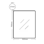 UNICASA FMS-7560-BG ALUMINUM FRAMED RECTANGLE MIRROR 600x750MM BRUSHED GOLD