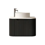 UNICASA ROM-600-MB ROME FLUTED CURVE WALL HUNG VANITY 600MM MATTE BLACK