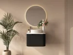 UNICASA ROM-600-MB ROME FLUTED CURVE WALL HUNG VANITY 600MM MATTE BLACK
