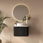 UNICASA ROM-600-MB ROME FLUTED CURVE WALL HUNG VANITY 600MM MATTE BLACK