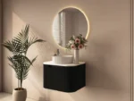 UNICASA ROM-600-MB ROME FLUTED CURVE WALL HUNG VANITY 600MM MATTE BLACK