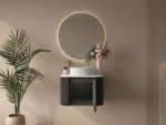 UNICASA ROM-600-MB ROME FLUTED CURVE WALL HUNG VANITY 600MM MATTE BLACK