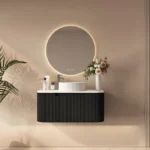 UNICASA ROM-750-MB ROME FLUTED CURVE WALL HUNG VANITY 750MM MATTE BLACK