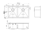 INSPIRE M-RF820A ARF STAINLESS STEEL KITCHEN DOUBLE BOWL SINK 800x480x220MM