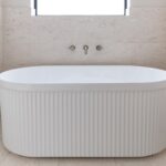 ADP BATABROF1500 BRONTE FLUTED FREESTANDING BATH 1500 GLOSS/MATTE WHITE