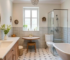 Vintage clawfoot bathtub with brass fixtures in a modernized bathroom for a timeless appeal