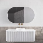 ABS RIVA WH1200-MW BERGEN CURVE FLUTED WALL HUNG VANITY 1200MM SINGLE BOWL MATTE WHITE