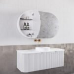 ABS RIVA WH1200-MW BERGEN CURVE FLUTED WALL HUNG VANITY 1200MM SINGLE BOWL MATTE WHITE