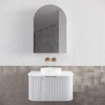 ABS RIVA WH750-MW BERGEN CURVE FLUTED WALL HUNG VANITY 750MM MATTE WHITE