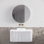 ABS RIVA WH900-MW BERGEN CURVE FLUTED WALL HUNG VANITY 900MM MATTE WHITE