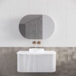 ABS RIVA WH900-MW BERGEN CURVE FLUTED WALL HUNG VANITY 900MM MATTE WHITE