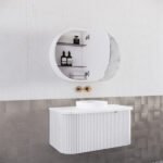 ABS RIVA WH900-MW BERGEN CURVE FLUTED WALL HUNG VANITY 900MM MATTE WHITE