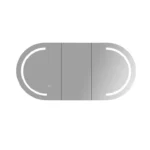 UNICASA AT-12060O-MW ATHENA OVAL LED WALL HUNG THREE DOORS SHAVING CABINET 1200x600MM MATTE WHITE