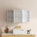 UNICASA AT-12060O-MW ATHENA OVAL LED WALL HUNG THREE DOORS SHAVING CABINET 1200x600MM MATTE WHITE