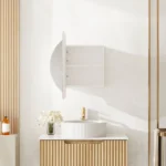 UNICASA AT-60R-MW ATHENA ROUND LED WALL HUNG SINGLE DOOR SHAVING CABINET MATTE WHITE